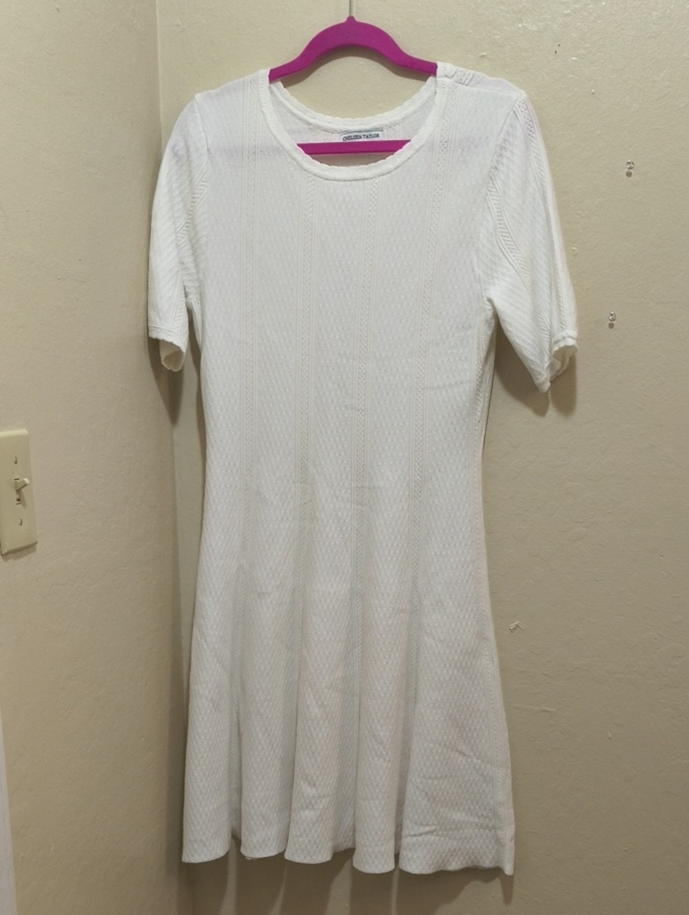 Chelsea & Violet White Knit Midi Fit-and-Flare Dress